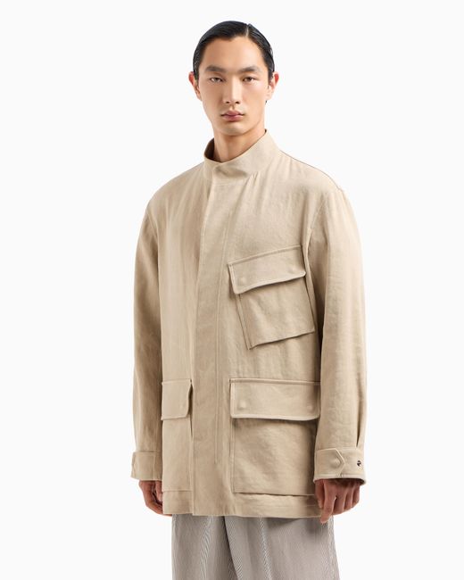 Giorgio Armani Natural Hemp And Cotton Pea Coat for men