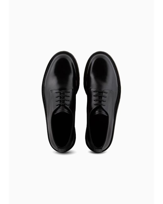 Zapatos Derby De Piel Giorgio Armani de hombre de color Black