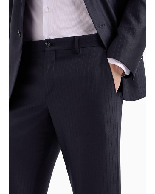 Giorgio Armani Einreihiger Anzug Der Soho-linie Aus Schurwolle Mit Nadelstreifenmuster in Blue für Herren