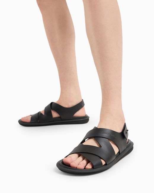 Giorgio Armani White Leather Woven Sandals for men