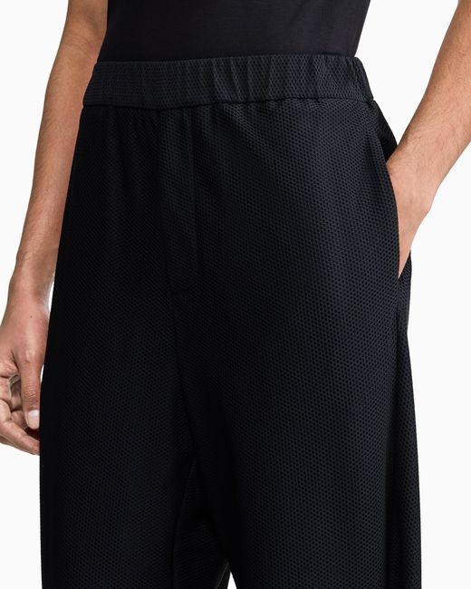 Giorgio Armani Blue Technical Waffle Flat-Front Trousers for men