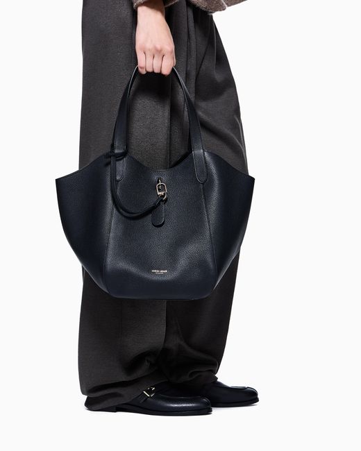 Giorgio Armani Blue Pebbled Bag With A Removable Inner Pouch