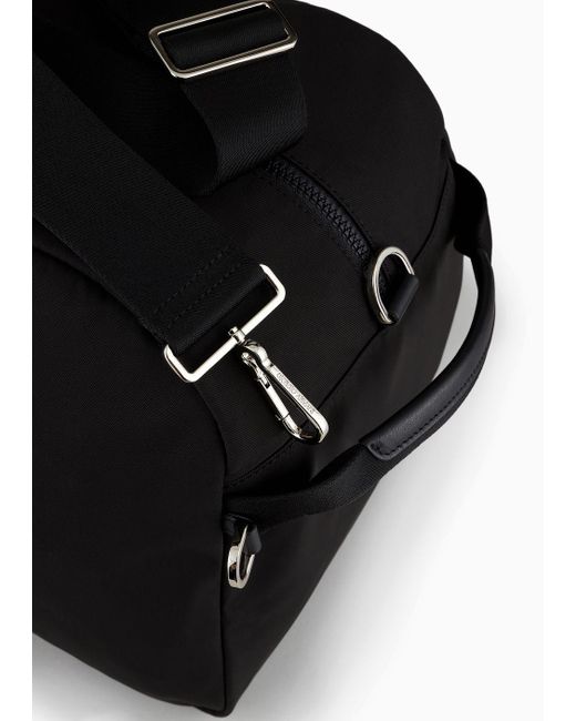 Giorgio Armani Black Medium Duffel Bag In Nylon Armani Sustainability Values for men