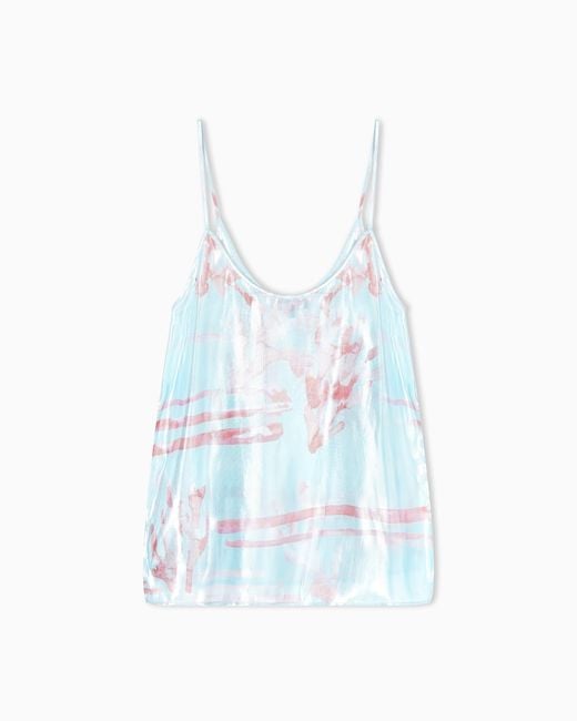 Giorgio Armani Blue Printed Lurex Viscose Top