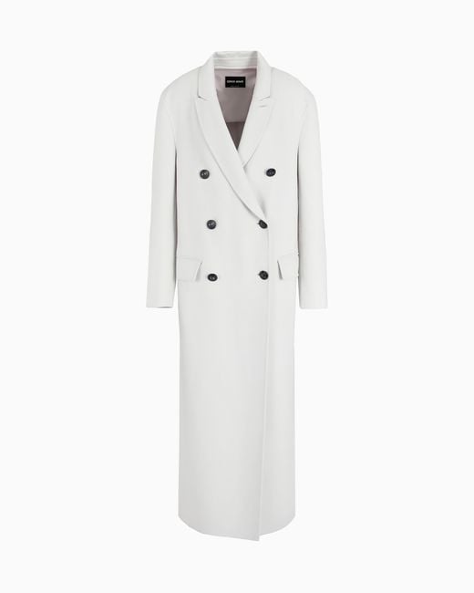 Giorgio Armani White Double-Breasted Long Coat