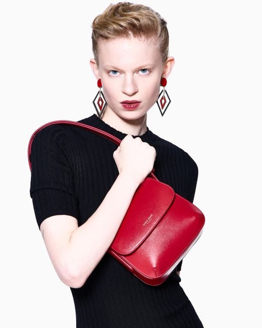 Giorgio Armani Red Palmellato-Leather La Prima Bag