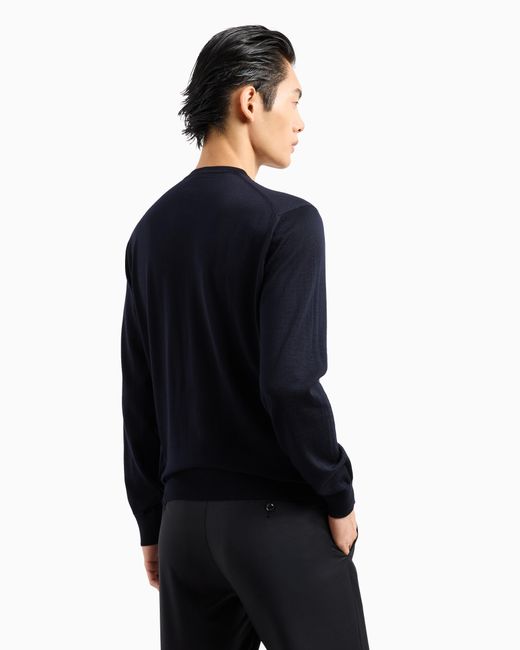 Giorgio Armani Blue Crew Neck Jumper for men