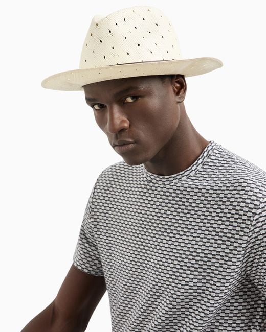 Giorgio Armani White Fedora Hats for men