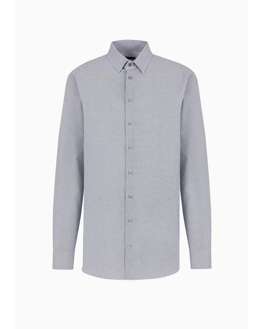 Giorgio Armani Gray Regular-fit Printed Silk Shirt for men