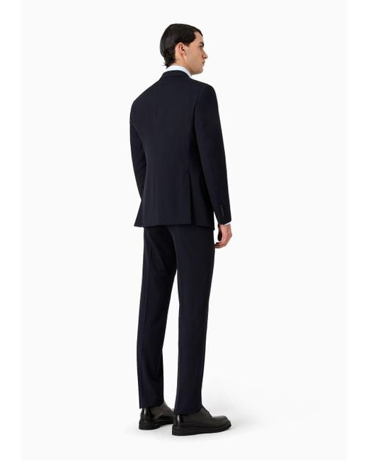 Giorgio Armani Blue Single-breasted Water Repellent Wool Suit From The Soft Line for men