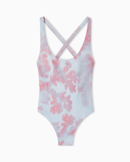 Giorgio Armani White One-Piece Swimsuit With Print