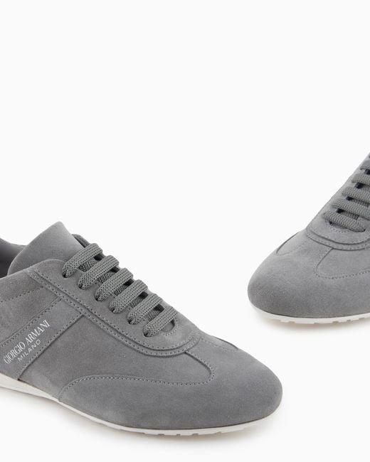Giorgio Armani White Suede Sneakers