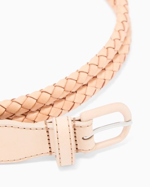 Giorgio Armani White Woven Leather Belt for men