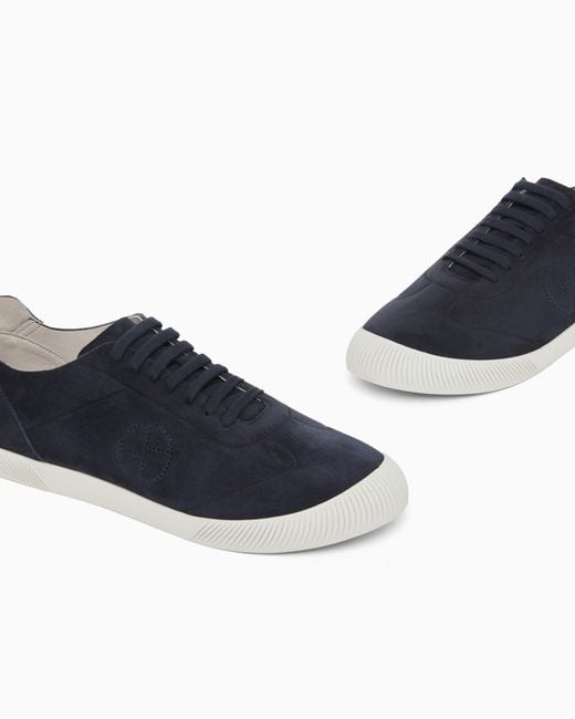 Giorgio Armani Blue Suede Sneakers for men