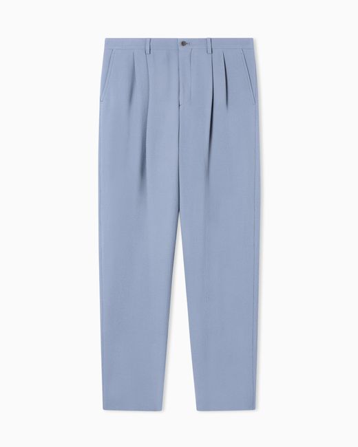 Giorgio Armani Blue Double Pleat Trousers for men