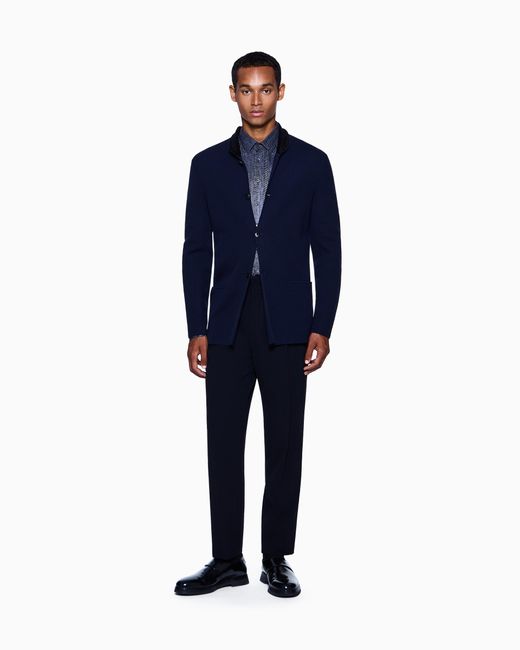 Camisa Regular Fit De Viscosa Y Seda Estampada Giorgio Armani de hombre de color Blue
