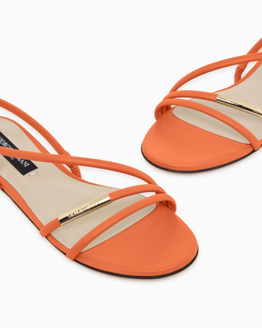 Giorgio Armani White Flat Leather Sandals