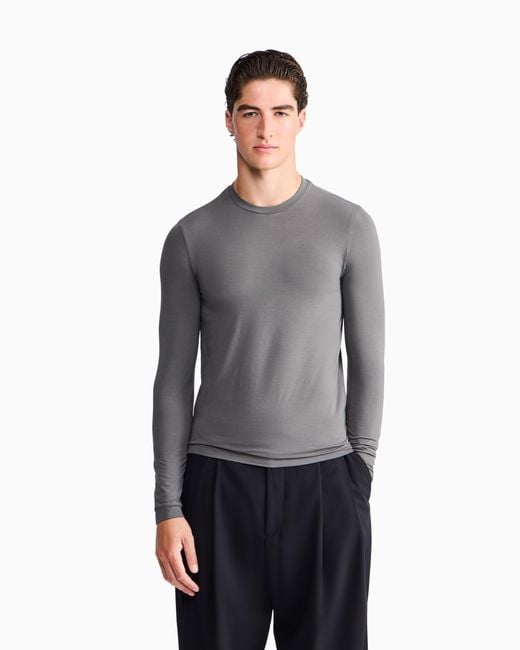 Giorgio Armani Gray Long Sleeve Jumper for men