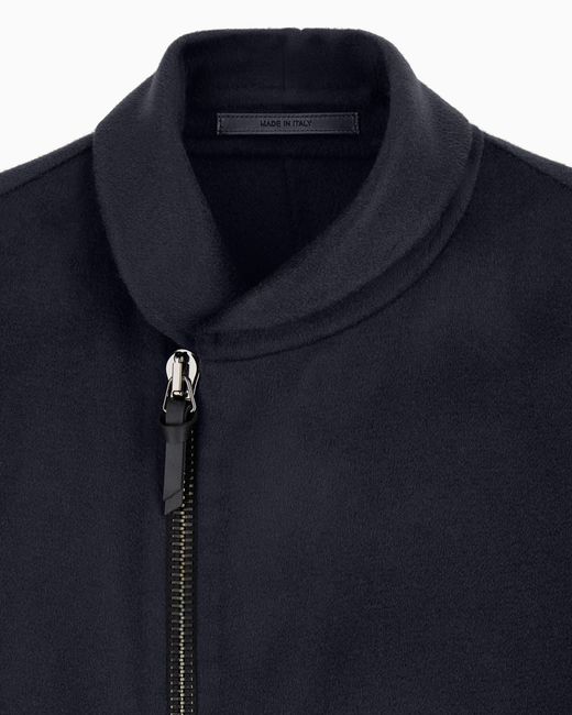 Giorgio Armani Black Wool Cashmere Blouson With Asymmetrical Zip Closure Icon for men