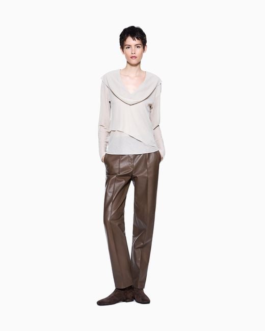 Giorgio Armani White Draped Effect Jersey Jumper