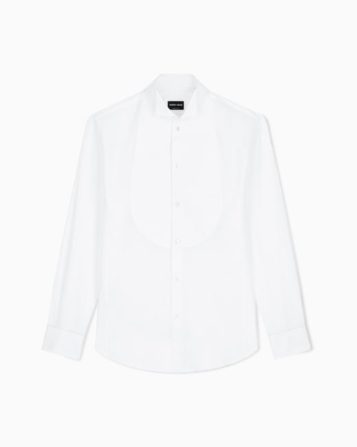 Giorgio Armani White Cotton Tuxedo Shirt for men