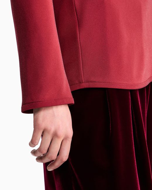 Giorgio Armani Red Slim-Fit Bias-Cut Blouse