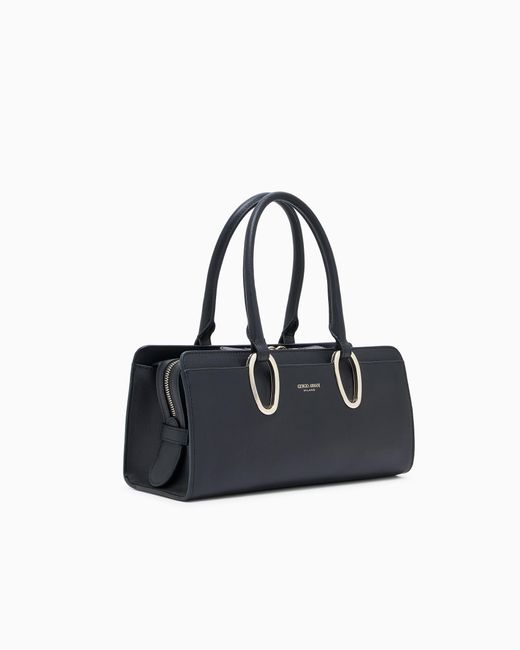 Giorgio Armani Blue Leather Bauletto Bag