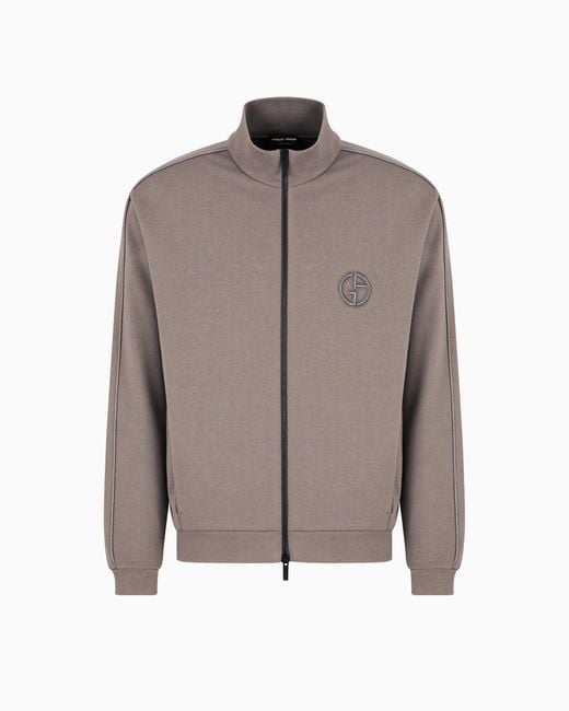 Felpa Con Zip di Giorgio Armani in Brown da Uomo