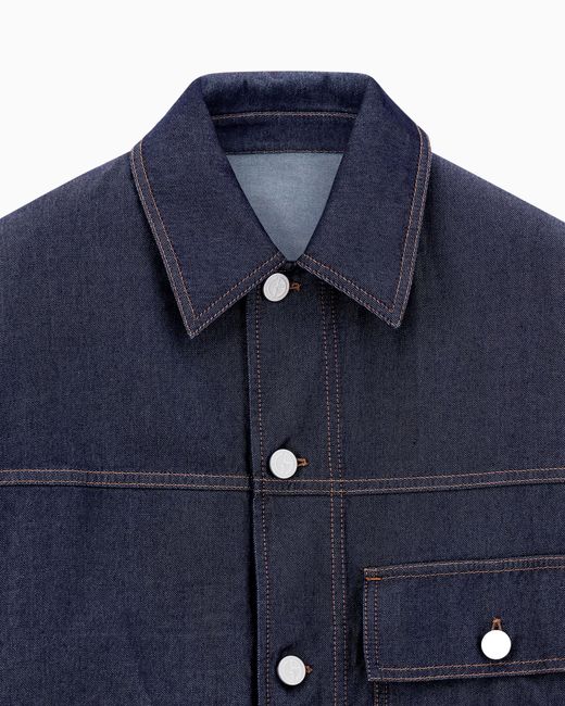 Giorgio Armani Blue Cotton And Silk Denim Blouson Denim Collection for men