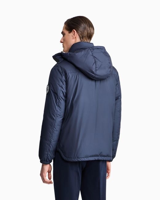 Giorgio Armani Blue Hooded Blouson With Goose-Down Padding for men