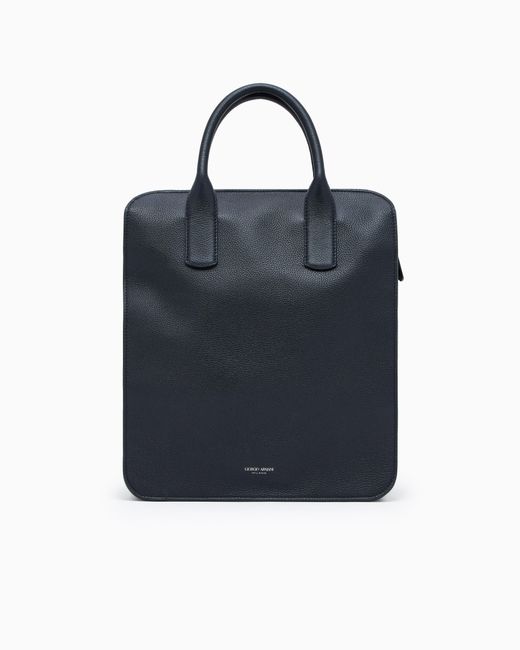 Giorgio Armani Black Leather Shopper Bag for men