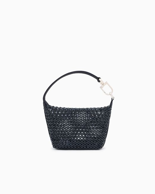 Giorgio Armani Blue Laser-Cut Satin And Rhinestone La Prima Soft Mini Handbag