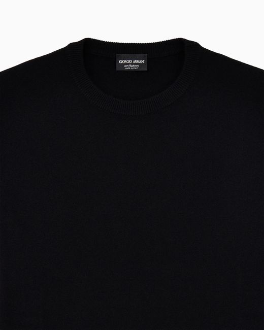Giorgio Armani Black Cashmere Crew-Neck Jumper for men