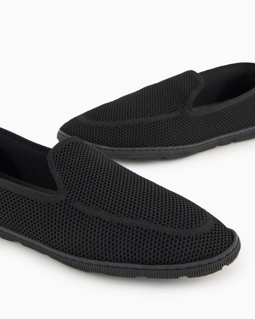 Giorgio Armani Black Breathable Mesh Slip-On Sneaker With Leather Inserts for men