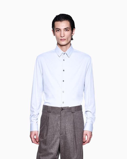 Giorgio Armani Blue Classic Stretch Button-Down for men