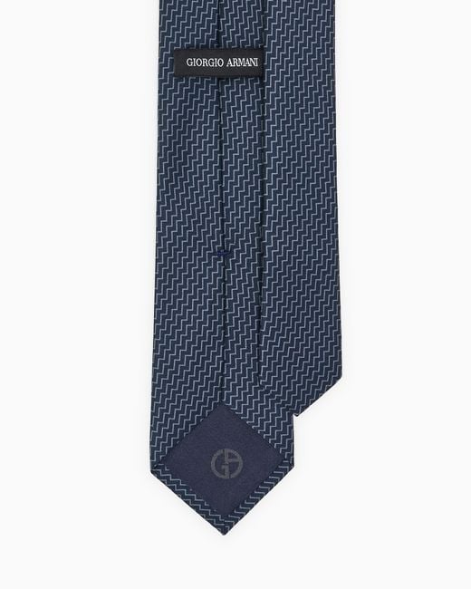Giorgio Armani Blue Printed Silk Tie for men