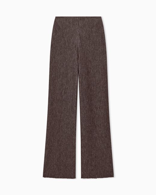 Giorgio Armani Brown Trouser Wide-Leg Virgin Wool Jersey With Back Zip