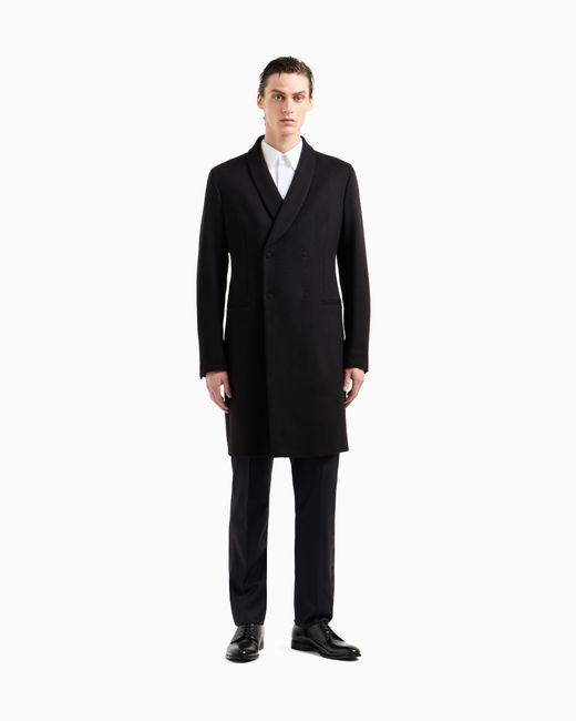 Giorgio Armani Black Double-Breasted Coat for men