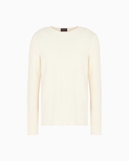 Jersey De Cuello Redondo De Cachemir Y Seda Giorgio Armani de hombre de color White
