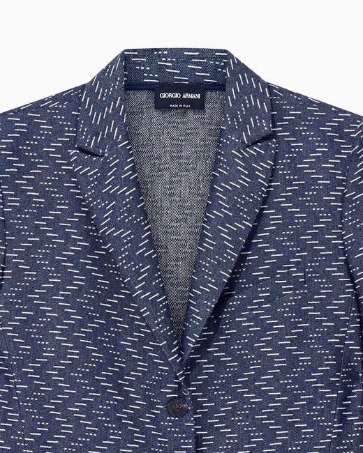 Giorgio Armani Blue Blazer Jackets Single-Breasted Chevron