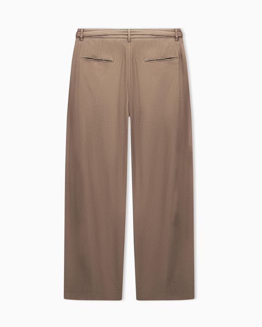 Giorgio Armani Natural Cupro Basketweave Single-Pleat Trousers for men