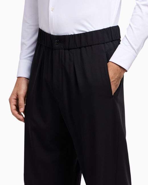 Giorgio Armani Blue Single-Pleat, Pure Virgin Wool Crêpe Trousers for men