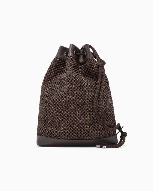 Giorgio Armani Brown Raffia And Leather Sack for men
