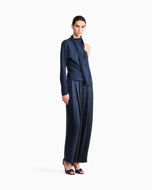 Giorgio Armani Blue One-Shoulder Shirt