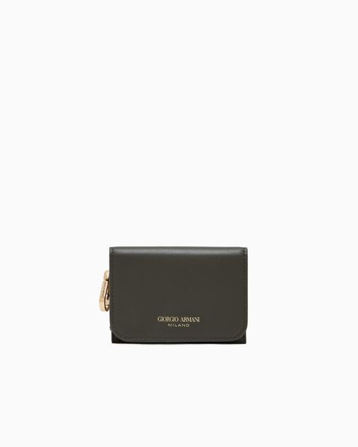 Giorgio Armani Gray Leather Mini Trifold Wallet