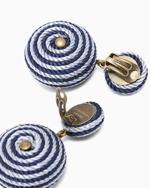 Giorgio Armani Blue Earrings With Circular Pendant