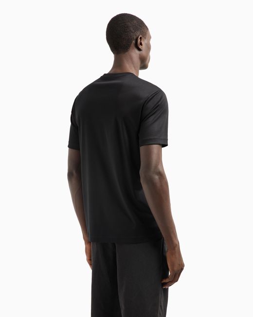 Giorgio Armani T-Shirt Aus Interlock-Baumwolle Mit Logostickerei in Black für Herren