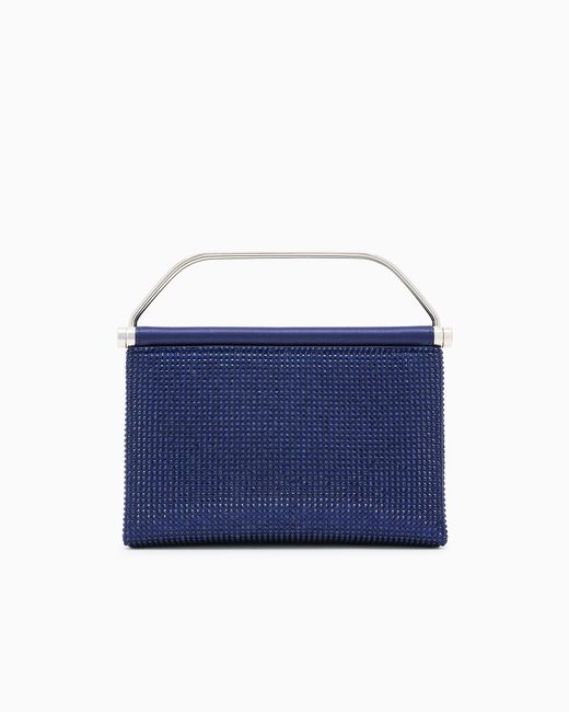 Giorgio Armani Blue Small Satin And Rhinestone Handbag