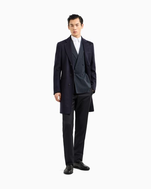 Giorgio Armani Mantel Aus Doppellagigem Kaschmirstoff in Blue für Herren