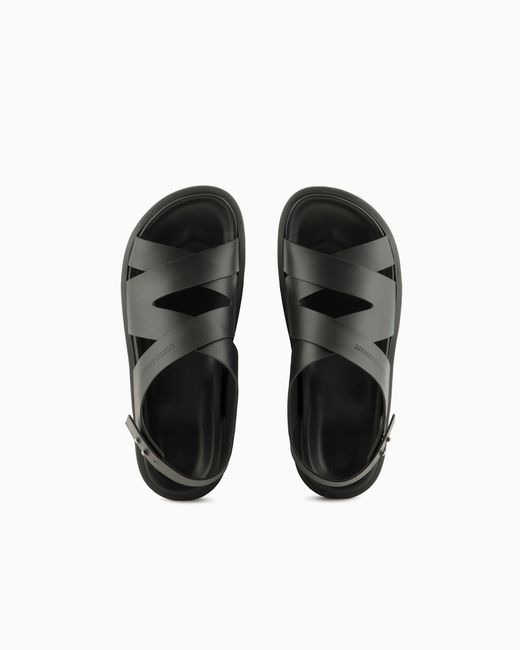 Giorgio Armani White Leather Woven Sandals for men